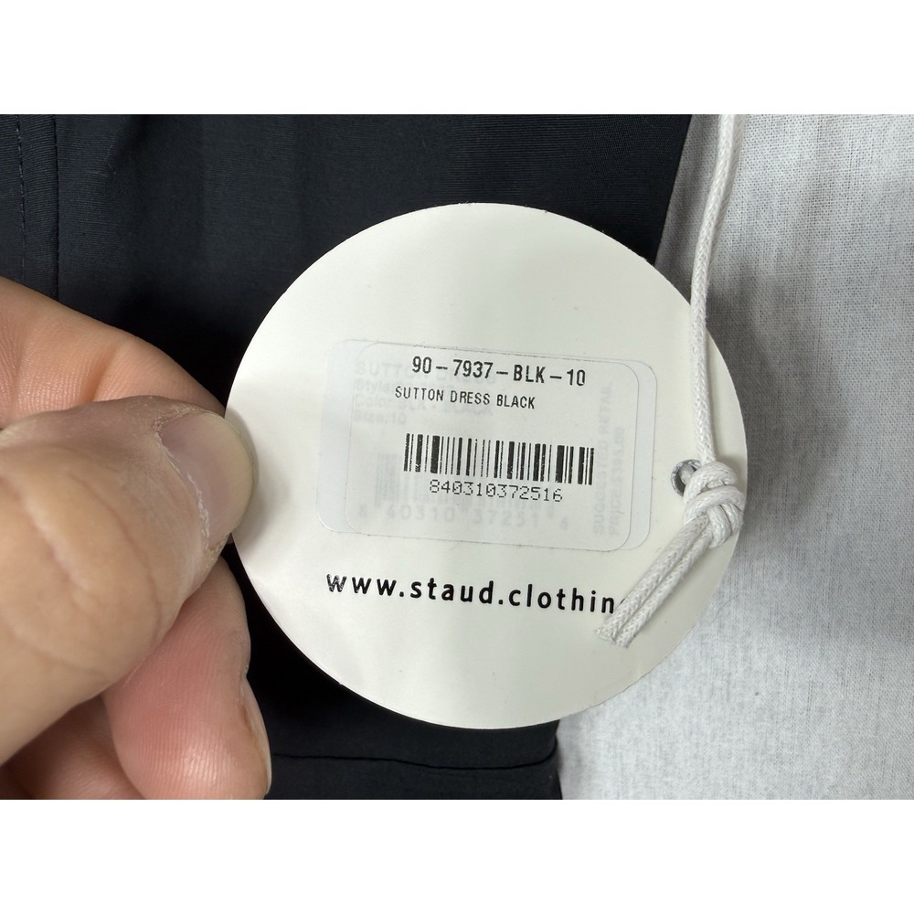 STAUD Sutton Lace Up Black‎ Midi Dress Size 10 New - Picture 7 of 14